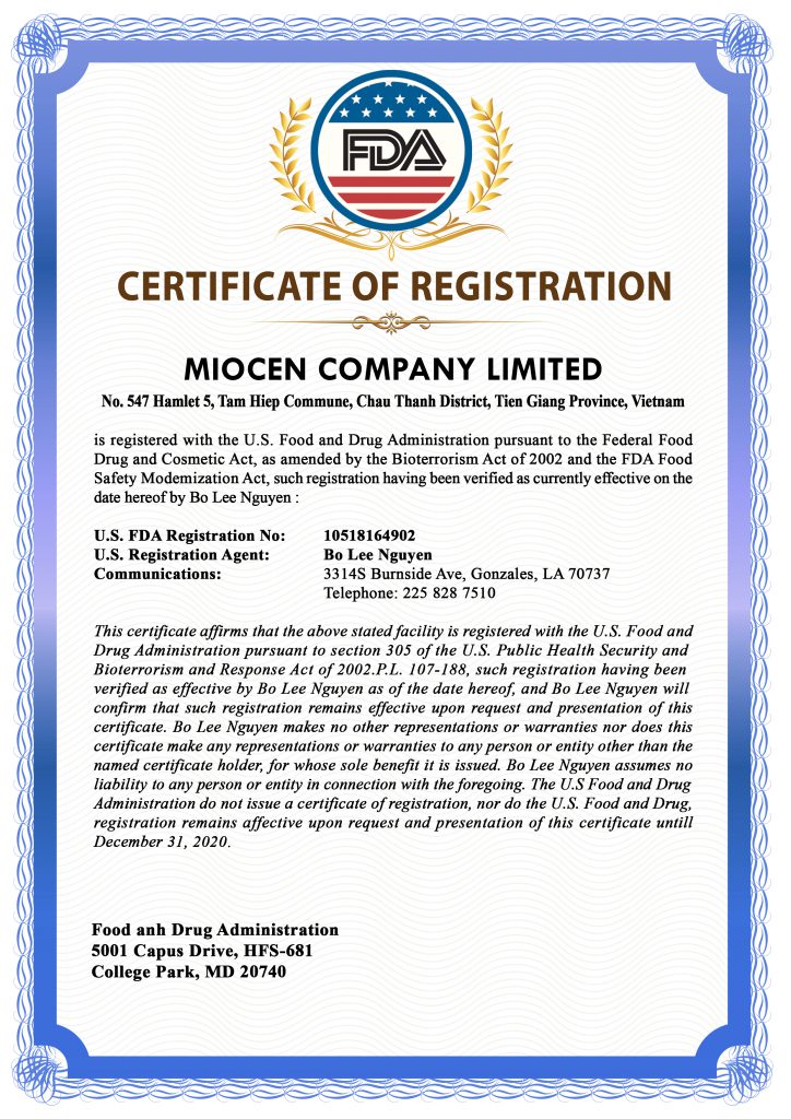 certification of Miocen water source